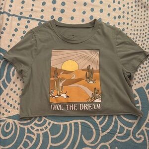 Green Graphic Crop Top